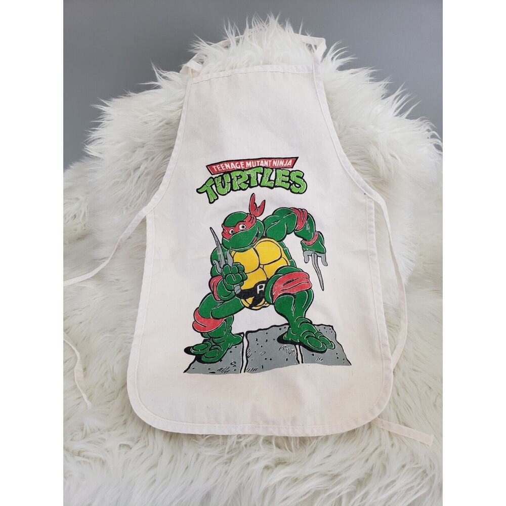 TMNT Teenage Mutant Ninja Turtles Kiddy Apron Cover Up Cotton Poly 1989 Vtg‎
